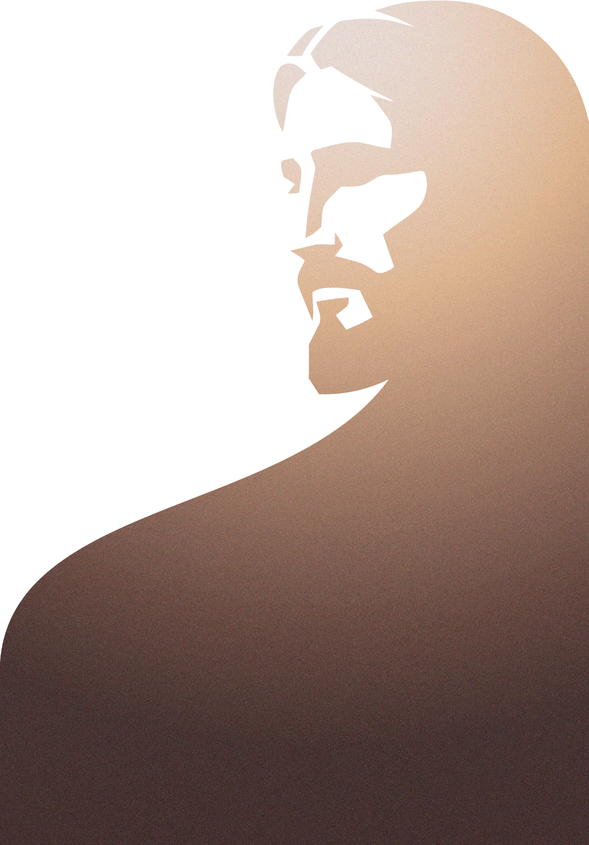 Silhouette of the Savior in profile, emerging from warm light
